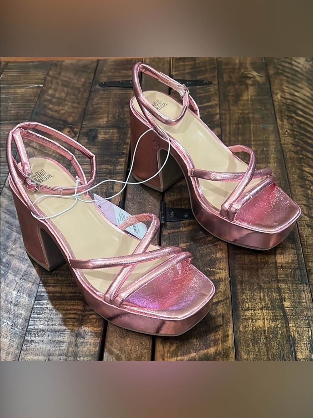 Metallic Pink Strappy Heels size 9.5